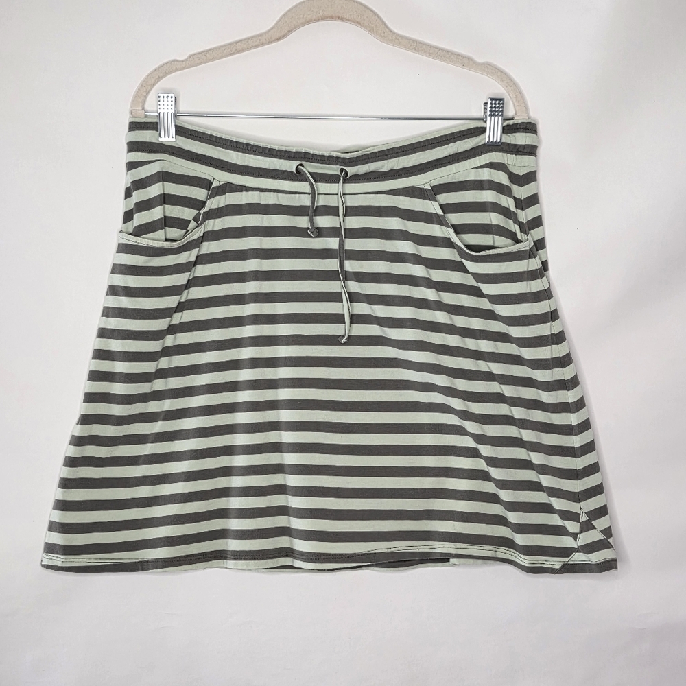 Toad & Co. Tica Skirt with Pockets Size L Green Stripes Organic Cotton